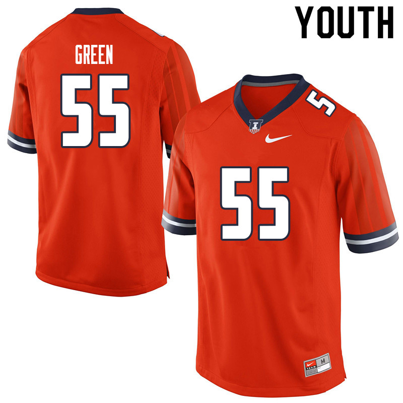 Youth #55 Kendrick Green Illinois Fighting Illini College Football Jerseys Sale-Orange